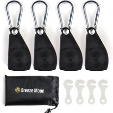 Breeze Moon 棘輪繩索 4入 + 夜光掛鉤 4入 + 收納袋 套組, 黑色