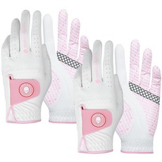 女性用 Doping 防滑高爾夫手套 雙手穿戴組, 粉紅色, 2套