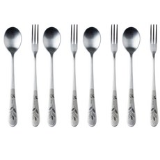 FINESENSE 鼠尾草綠茶匙叉子4入組, 茶匙 4p + 茶叉 4p, 1套