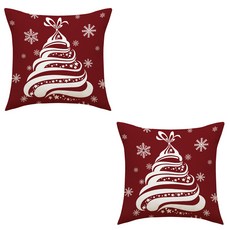 아티홈 레드 크리스마스 린넨 쿠션 커버 2p