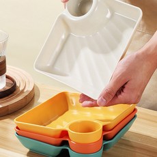 方形塑膠碗 託盤 盤子 4件組, 混合顏色, 1套