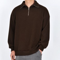 가이스토리 남성용 무지 오버핏 간절기 스웨터 퍼니스 반집업 니트