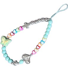 워너프 파스텔 버터플라이 휴대폰 스트랩, 민트그린, 1개