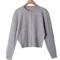 시크블랙 여성용 돌라스 슬림핏 꽈베기 크롭 니트 가디건 cpcd2688k37