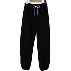 시크블랙 여성용 이테리 베이직 핀턱 밴딩 트레이닝 팬츠 cppt12673k38