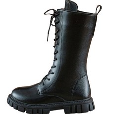 Yubli女童款低筒蕾絲綁帶長靴