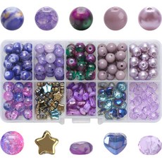 Alode 大理石紋串珠 DIY 材料包 200入, 淺紫色, 1套