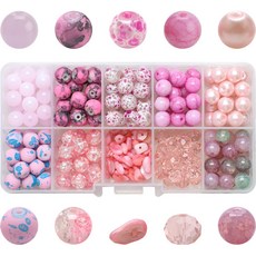 Alode 大理石紋串珠 DIY 材料包 200入, 淺粉色, 1套