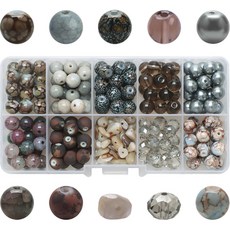 Alode 大理石紋串珠 DIY 材料包 200入, 深棕色, 1套