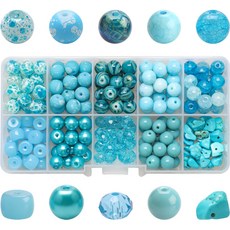 Alode 大理石紋串珠 DIY 材料包 200入, 天空藍, 1套