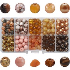 Alode 大理石紋串珠 DIY 材料包 200入, 棕色, 1套