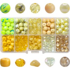 Alode 大理石紋串珠 DIY 材料包 200入, 黃色, 1套