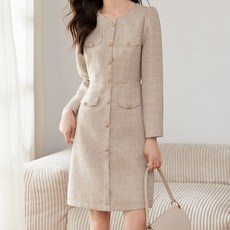 Paperments Soul金色鈕扣西裝連身裙 07215, 象牙白