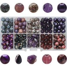 Alode 大理石紋串珠 DIY 材料包 200入, 深紫色, 1套