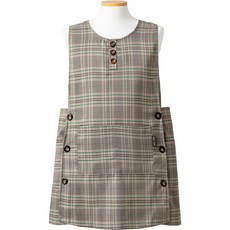 Rosahome 格紋鈕扣圍裙, 綠色, 1個