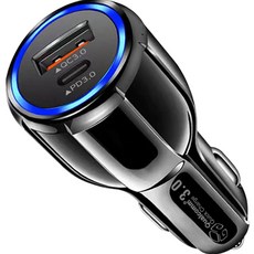 디지지 QC3.0 + PD 3.0A 2포트 38W 차량용 고속 충전기, D23-0721, 블랙