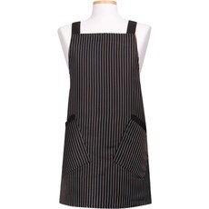 Rosa Home 條紋X型魔鬼氈圍裙 L, 黑色, 1個