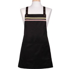Rosa Home 雙條紋X字型鈕扣圍裙, 黑色, 1個