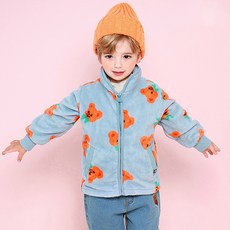 milk mile 童款緞帶小熊圖案柔軟法蘭絨外套