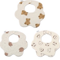 Hararoi幼兒用圍巾圍兜 熊棕色 3件組