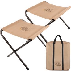 Breeze Moon 折疊式寬版BBQ椅 2入 + 收納袋組合, 卡其米色, 1套
