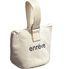 Enreve 迷你帆布手拿包, 象牙白