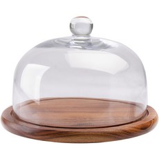 Billi 우드 케이크 스탠드 디저트 트레이 + 강화유리 뚜껑 세트 918, 혼합색상, 1세트