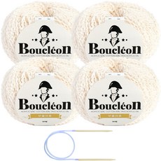 Knitt Boucleon毛線 50g x 4入 + 5mm 輪針組合, 310 象牙白