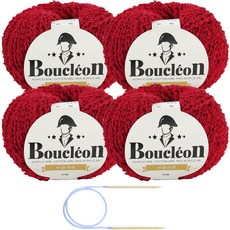 니뜨 부클레옹 뜨개실 50g x 4p + 줄바늘 5mm 세트, 303 레드, 1개