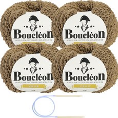 니뜨 부클레옹 뜨개실 50g x 4p + 줄바늘 5mm 세트, 314 연브라운, 1개