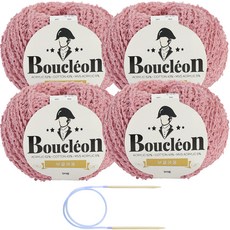 Knitt Boucleon 編織線 50g x 4入 + 5mm 輪針組, 305 印度粉