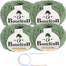 니뜨 부클레옹 뜨개실 50g x 4p + 줄바늘 5mm 세트, 321 잔디그린, 1개