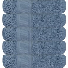 松月毛巾 SHABOREN Sense 洗臉毛巾 140g 30支 精梳棉, 現代藍色, 5個