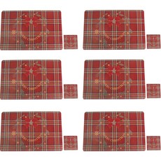 Dasababa 聖誕裝飾餐墊 6入 + 杯墊 6入 組, B, 1套