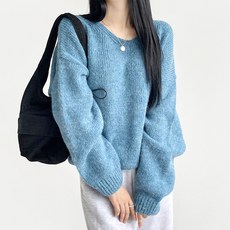 Planday 女款厚實素色基本款寬鬆V領長袖針織衫