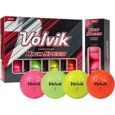 Volvik 高速遠距2層高爾夫球, 粉紅色 + 綠色 + 黃色 + 橘色, 12入, 1個