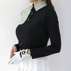 SOON2 女性春秋彈性翻領撞色高爾夫T恤