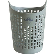 SHABATH Scandina 韓國製開口型洗衣籃 鬍鬚圖案, 卡其灰色