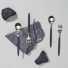 LIHAN Living Curator Ria 彩色茶匙 + 叉子組 黑色, 請參考詳細說明, 2p 茶匙 + 2p 茶叉, 1套