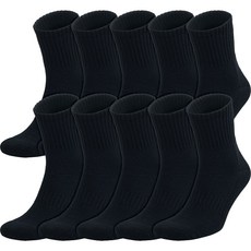 SintaSocks 男士基本款中筒運動襪 10雙, 黑色