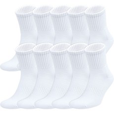 SintaSocks 男士基本款中筒運動襪 10雙, 白色