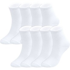 SintaSocks 女款超值包緩震中筒襪8雙組, 白色