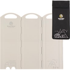 브리즈문 8단 폴딩 가스 버너 바람막이 L 45cm + 파우치 세트, 크림베이지, 1세트