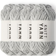 니뜨 허니 벨벳 뜨개실 100g, 4개, 10 라이트그레이