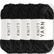 니뜨 허니 벨벳 뜨개실 100g, 4개, 12 블랙