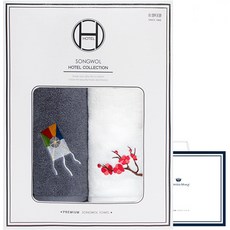 Songwol 松月 HOTEL COLLECTION 精美刺繡毛巾2入禮品組 150g 純棉紗 + 購物袋, 隨機出貨, 1套