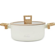 NARiHiRA IH爐適用附蓋雙耳湯鍋, Wood White, 18cm, 1個