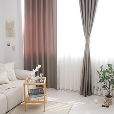 Maison Textile 塑膠掛鉤 四季用 簡約 基本款 生活遮光窗簾 2入, 摩卡米色