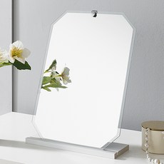 온맘컴퍼니 슬림 화장대 스탠드 벽걸이겸용 직팔각 유리거울, 화이트