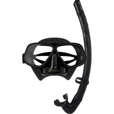 SNEFF 自由潛水鋁製框面罩+EVA收納盒+捲筒式呼吸管組 SFD_5600, 黑色